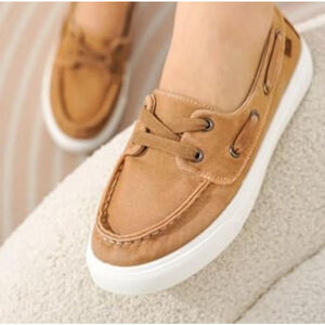 Women's Lightweight PROJECT CLOUD Brown Tan Canvas Boat Shoes Flats Size 8